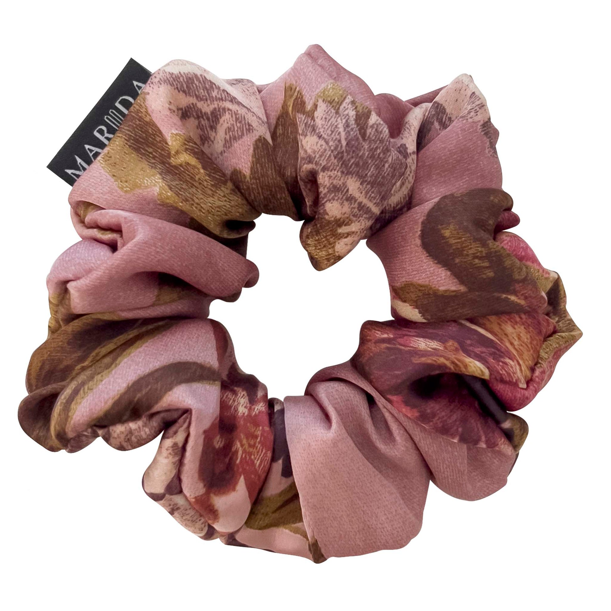 Scrunchie large in tessuto riciclato con fantasia floreale rosa