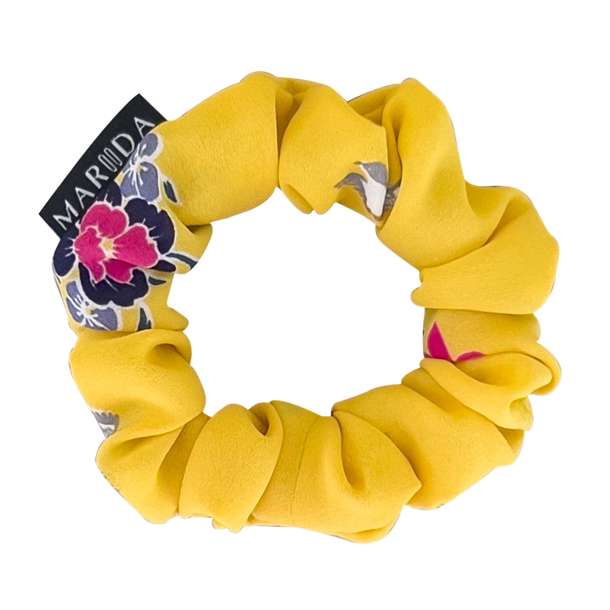 Scrunchie midi in tessuto riciclato giallo a fiori